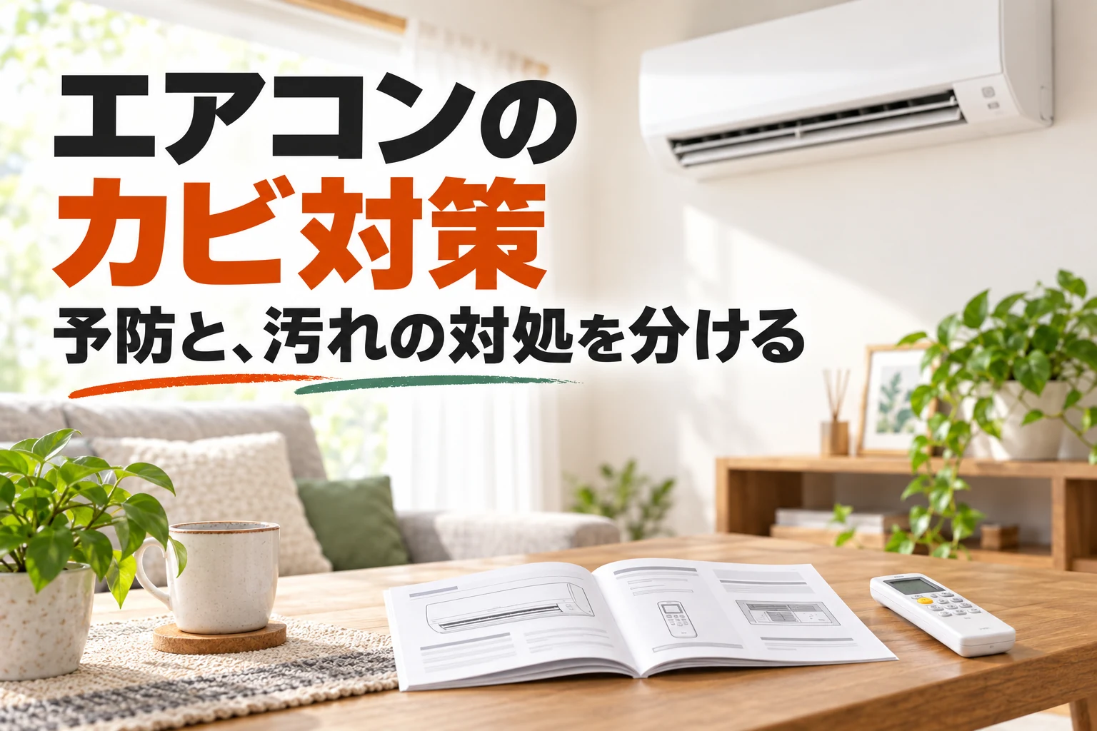 エアコンの説明書を確認してカビ対策を考えるイメージ
