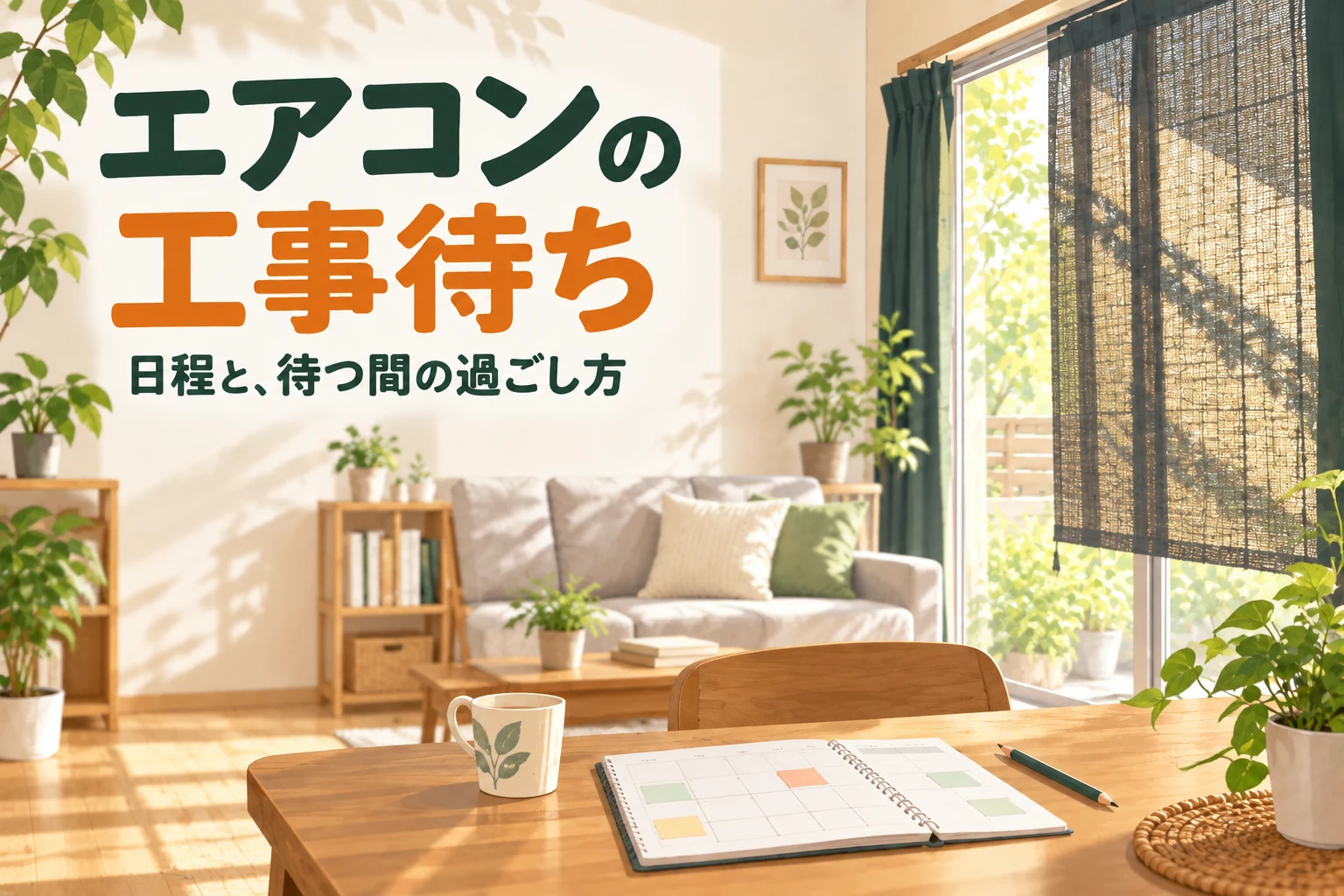 工事日程と、取り付けまでの室内環境を考えるイメージ。